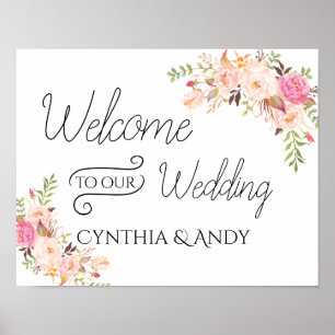 Boho Willkommen auf unserem Hochzeitsplakat-Schild Poster