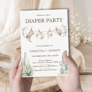 Boho-Windeln-Party-Cowboy-Baby-Party Einladung