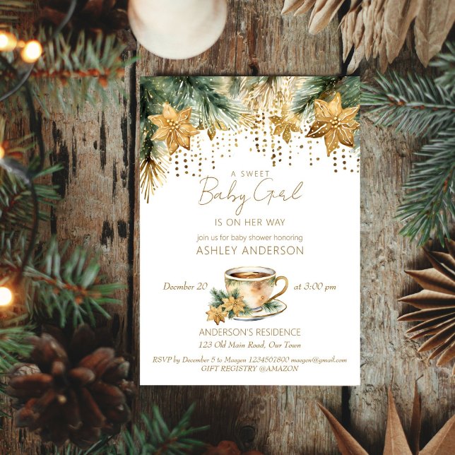 Boho Winter Baby Dusche Tee Party Vorlage (Boho winter baby shower tea party editable template invitation digital download watercolor pines)