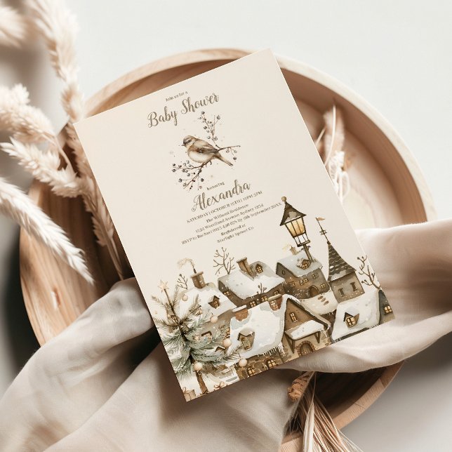 Boho Winter Christmas Baby Shower Einladung (Von Creator hochgeladen)