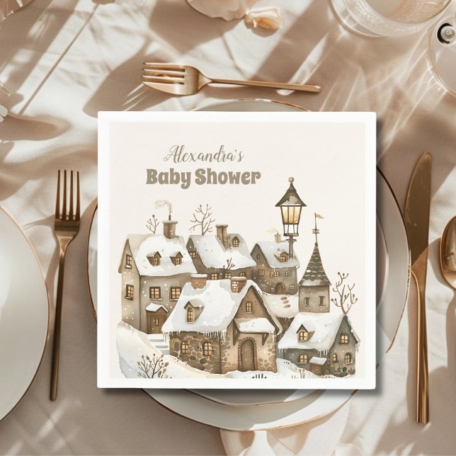 Boho Winter Christmas Baby Shower Serviette (Von Creator hochgeladen)