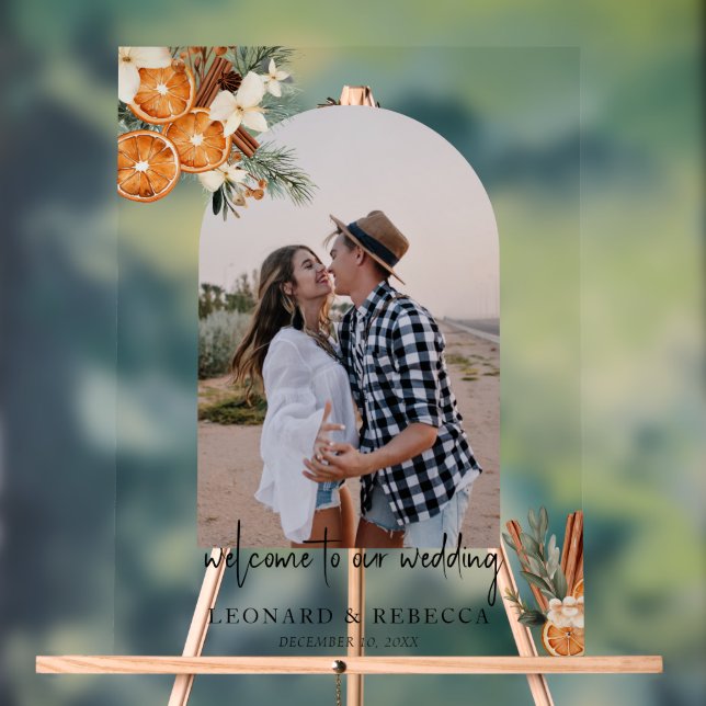Boho winter Floral Wedding Foto Akryllisches Zeich Acrylschild (Neutral)