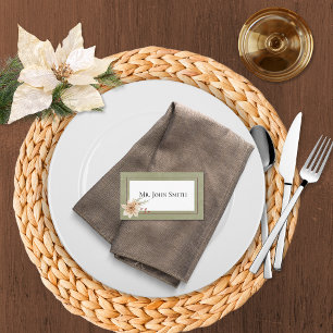 Boho Winter Greenery Boughs Sage Green Wedding Platzkarte