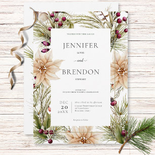 Boho Winter Greenery Boughs White Einladung