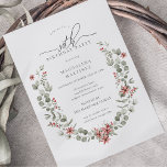 Boho Winter Greenery Red Floral 30. Geburtstag Einladung<br><div class="desc">Moderne Salbeigrün Wasserfarbe Boho botanische Rahmen ist mit kleinen Poinsettia Blume und roten Beeren betont.</div>
