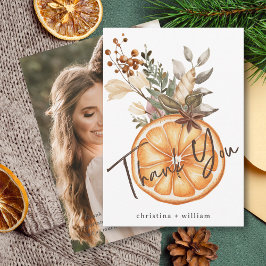 Boho Winter Holiday Wedding Dried Orange Dankeskarte