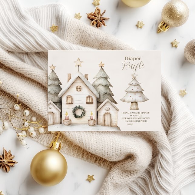 Boho Winter Hütte Weihnachtsdiapper Raffle Begleitkarte (Von Creator hochgeladen)