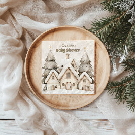 Boho Winter Hütte Weihnachtsdusche Serviette