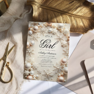 Boho Winter It a Girl Baby Dusche Einladung