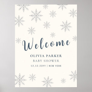 Boho Winter Snowflake Babydusche Willkommenspender Poster