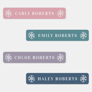 Boho Winter Snowflake Enfants Nom Étiquettes étanc