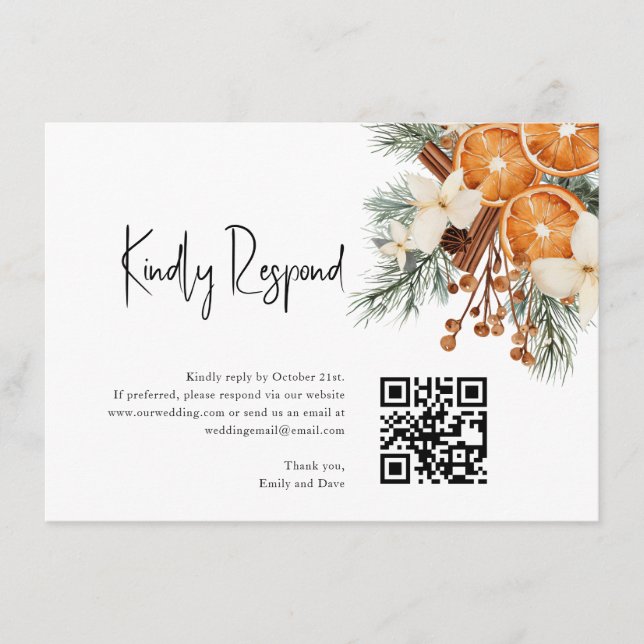 Boho Winter UAWG Wedding QR CODE Begleitkarte (Vorderseite)