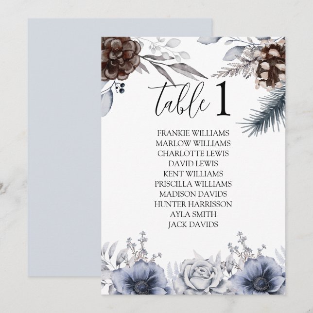 Boho Winter Wedning Dinner Seekartenkarten Einladung (Vorne/Hinten)
