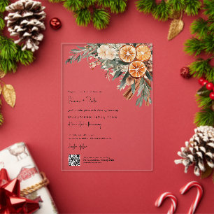 Boho-Winterhochzeit-QR-Code-RSVP alles in einem Acryleinladungen