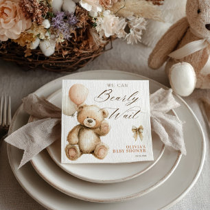 Boho Wir können es kaum erwarten Teddy-Bär-Baby-Pa Serviette