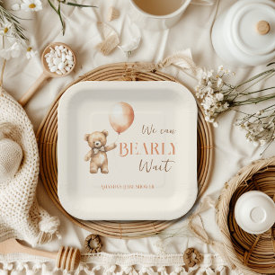 Boho wir können frühzeitig die Beige Bear Baby Dus Pappteller