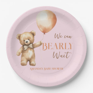 Boho wir können Pink Bear Girl Babydusche warten Pappteller