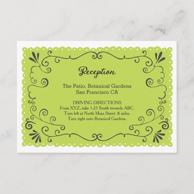 Boho Wirbel, Curls, Banner & Lovebirds Hochzeit Begleitkarte (Vorderseite)