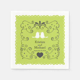 Boho Wirbel, Curls, Banner & Lovebirds Hochzeit Serviette