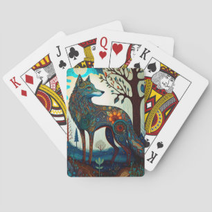 Boho Wolf Surreal Wildlife Camp Spielkarten