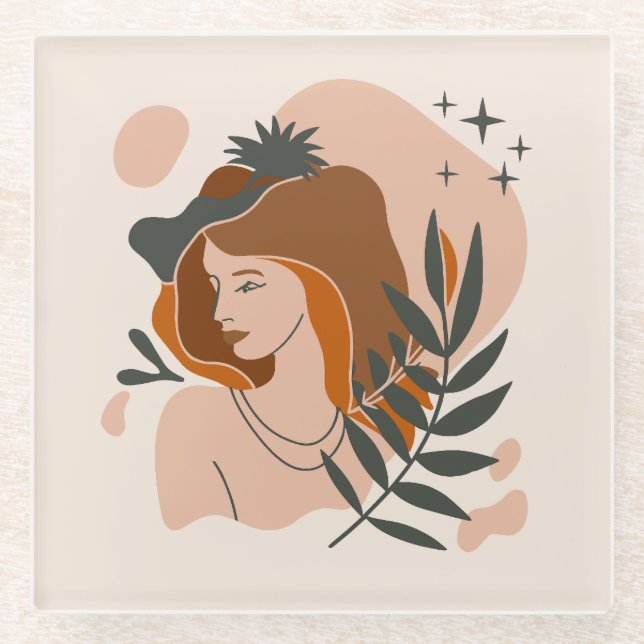 Boho Woman Stars Glasuntersetzer (Vorderseite)