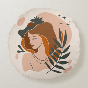 Boho Woman Stars Rundes Kissen