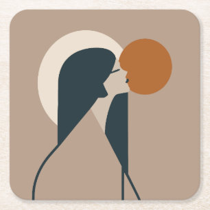 Boho Woman Sun Rechteckiger Pappuntersetzer