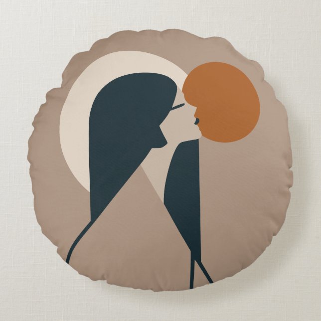 Boho Woman Sun Rundes Kissen (Vorderseite)