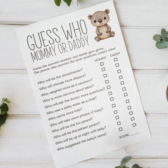 Boho Woodland Animals Baby Shower Mommy Daddy Game Flyer (Von Creator hochgeladen)