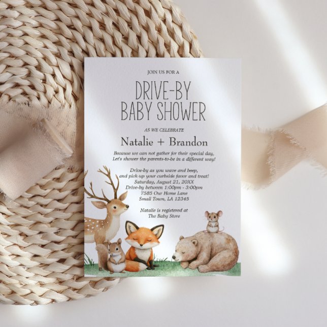 Boho Woodland Animals Drive-By-Baby-Dusche Einladung (Von Creator hochgeladen)