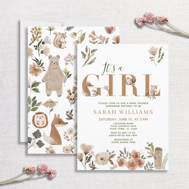 Boho Woodland Animals Es ist eine Girl Baby Dusche Einladung (Von Creator hochgeladen)