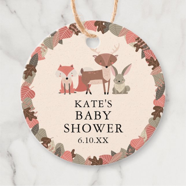 Boho Woodland Animals Forest Baby Dusche Geschenkanhänger (Vorderseite)