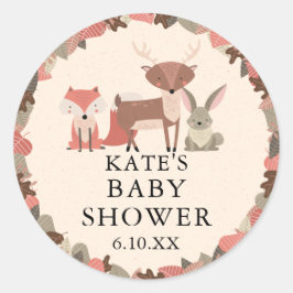 Boho Woodland Animals Forest Baby Shower Gefallen Runder Aufkleber