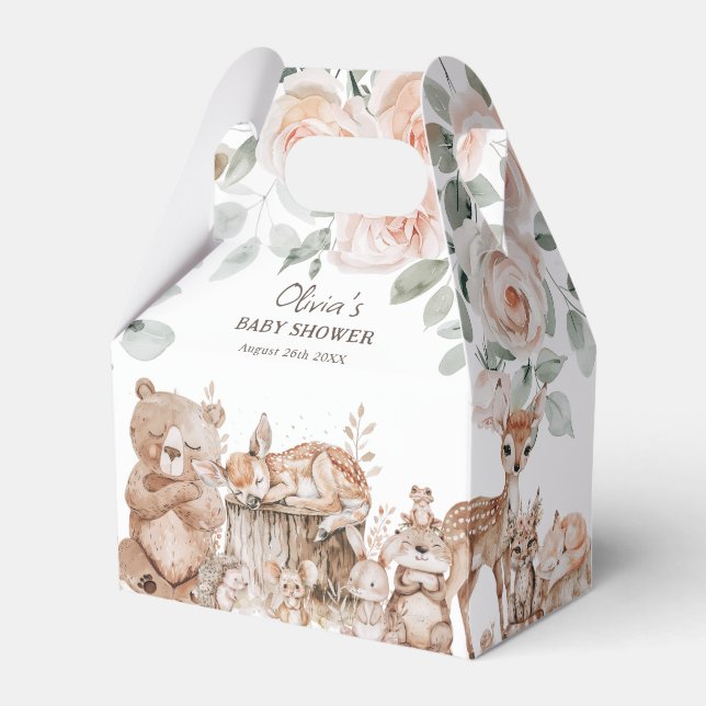 Boho Woodland Animals Gender Neutral Baby Shower Geschenkschachtel (Vorderseite)