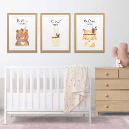 Boho Woodland Animals Personalisiert Baby Kinderzi Bilderwand Sets