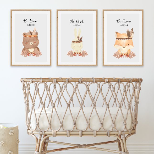 Boho Woodland Animals Personalisiert Baby Kinderzi Bilderwand Sets (Von Creator hochgeladen)