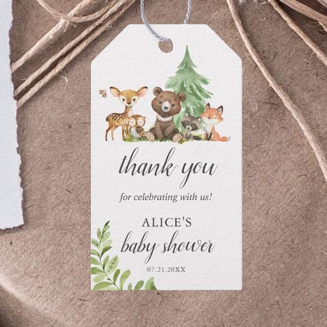 Boho Woodland Animals Rustic Baby Shower Geschenkanhänger (Von Creator hochgeladen)
