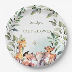 Boho Woodland Baby Duwer Greenerwald Tiere Pappteller