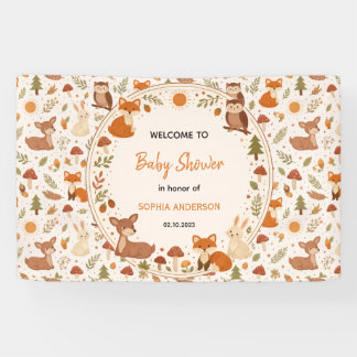 Boho Woodland Baby Shower | Rustic Forest Animals  Banner