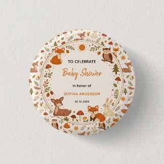 Boho Woodland Baby Shower | Rustic Forest Animals Button