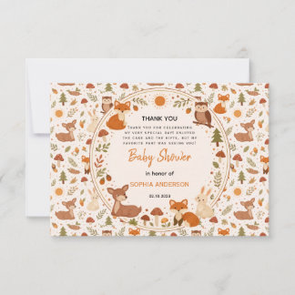 Boho Woodland Baby Shower | Rustic Forest Animals Dankeskarte