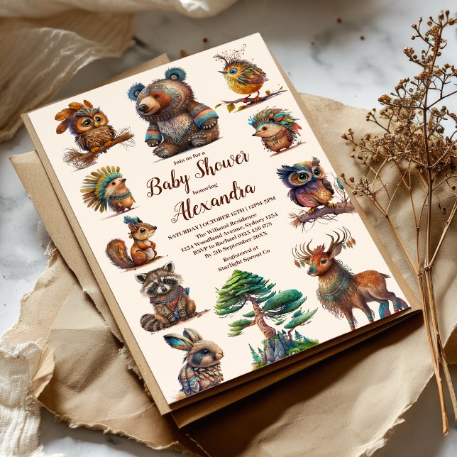 Boho Woodland Babydusche Einladung (Von Creator hochgeladen)