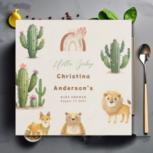 Boho Woodland Bear Lion Fox Cactus Baby Shower Serviette
