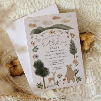 Boho Woodland Boy Birthday Party Einladung
