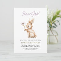 Boho Woodland Bunny Baby shower Invitation