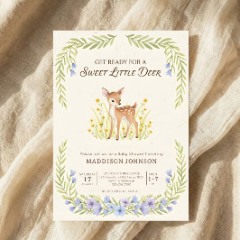 boho woodland deer greenery baby shower einladung