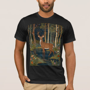 Boho Woodland Deer Print Rustic Forest Green T-Shirt