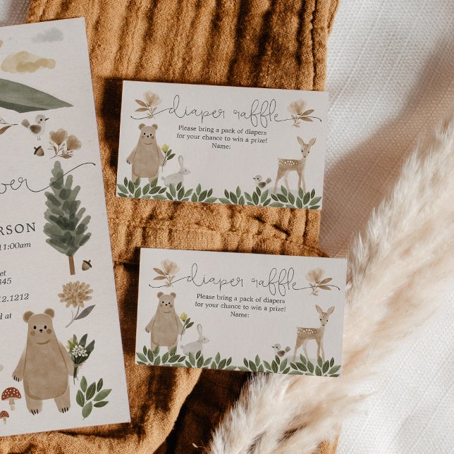 Boho Woodland Diaper Raffle Babyduschkarte Begleitkarte (Von Creator hochgeladen)