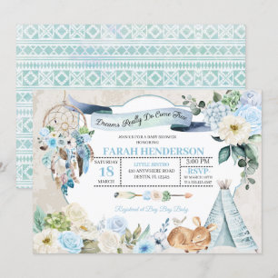 Boho Woodland Dreamcatcher Baby Shower Einladung