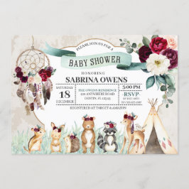 Boho Woodland Dreamcatcher Babydusche Einladung